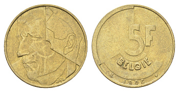 Бельгия 5 франков 1986 Belgie, Бодуэн I (1951-1993) KM 164 медь алюминий никель 4706-311