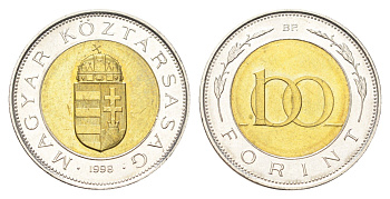 Венгрия 100 форинтов 1998 KM 721 биметалл UNC 4706-1112