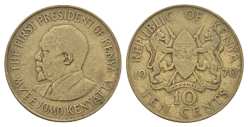 Кения 10 центов 1970 Джомо Кениата KM 11 никель латунь 4692-1034