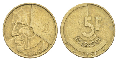 Бельгия 5 франков 1986 Belgique, Бодуэн I (1951-1993) KM 163 медь алюминий никель 4706-154