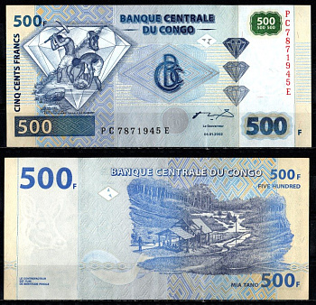 ДР Конго 500 франков 2002 Pick 96 B бумага UNC (пресс) 7487-66-2-1