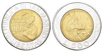 Сан-Марино 500 лир 1994 KM 314 биметалл UNC 186-635