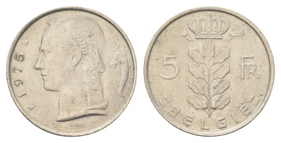 Бельгия 5 франков 1975 Belgie, Бодуэн I (1951-1993) KM 135 медно-никель 4704-1132