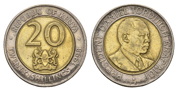 Кения 20 шиллингов 1998 Дэниэл арап Мои KM 32 биметалл 4703-645