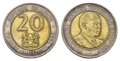 Кения 20 шиллингов 1998 Дэниэл арап Мои KM 32 биметалл 4703-645
