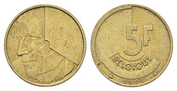 Бельгия 5 франков 1986 Belgique, Бодуэн I (1951-1993) KM 163 медь алюминий никель 4706-141