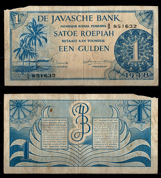 Нидерландская Индия 1 рупия 1948 Pick 98 бумага 6266-5-2-2