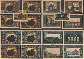Лобеда полный набор из 9 нотгельдов (10, 25 и 50 пфеннигов) 1921 DeNG 2 808 бумага UNC (пресс) 7556-47-4-2
