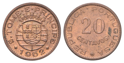 Сан-Томе и Принсипи 20 сентаво 1962 год-тип KM 16.1 бронза UNC 4658-1161