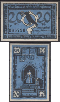 Мерзебург 20 пфеннигов 1921 DeNG 2 884.1-3/10 бумага UNC (пресс) 8612-7-1-2
