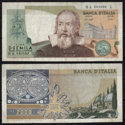 Италия 2000 лир 1976 Pick 103 b бумага 2195-25-2-1