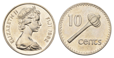 Фиджи 10 центов 1982 Елизавета II (1952-2022), булава KM 30 медно-никель UNC 4698-1135