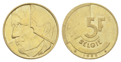 Бельгия 5 франков 1986 Belgie, Бодуэн I (1951-1993) KM 164 медь алюминий никель 4706-322
