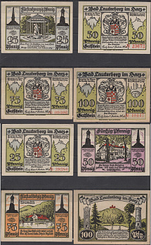 Лаутерберг полный набор из 4 нотгельдов (25, 50, 75 и 300 пфеннигов) 1921 Grabowski 779.1c бумага aUNC 2193-8-2-2