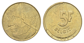 Бельгия 5 франков 1993 Belgie, Бодуэн I (1951-1993) KM 164 медь алюминий никель 4706-341