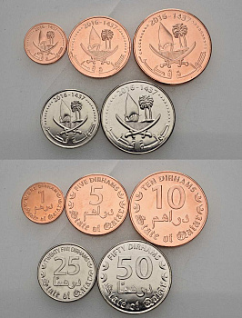 Катар лот из 5 монет 2016 1, 5, 10, 25 и 50 дирхамов UNC M77-06