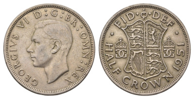 Великобритания 1/2 кроны 1951 Георг VI (1936-1952) KM 879, Spink 4106 медно-никель 4667-544