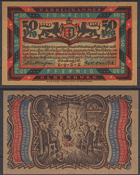 Ольденбург 50 пфеннигов 1921 Grabowski 1017.1-6/6 бумага UNC (пресс) 8601-13-3-1