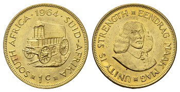 ЮАР 1 цент 1964 Ян ван Рибек KM 57 латунь UNC 4531-326