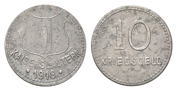 Кайзерслаутерн 10 пфеннигов 1918 Funck 231.7, Men05 12581.13, Men18 15785.13 железо 4708-921