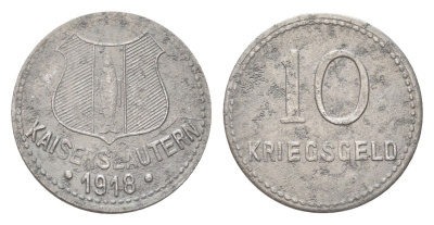 Кайзерслаутерн 10 пфеннигов 1918 Funck 231.7, Men05 12581.13, Men18 15785.13 железо 4708-921