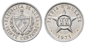 Куба 20 сентаво 1971 KM 35 алюминий UNC 4688-1112