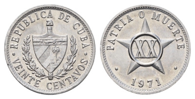 Куба 20 сентаво 1971 KM 35 алюминий UNC 4688-1112