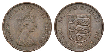 Джерси 2 пенса 1971 Елизавета II (1952-2022), герб KM 31 бронза 4691-131