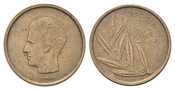 Бельгия 20 франков 1980 Belgie, Бодуэн I (1951-1993) KM 160 никель латунь 4704-1243