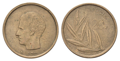 Бельгия 20 франков 1980 Belgie, Бодуэн I (1951-1993) KM 160 никель латунь 4704-1243