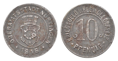 Нюртинген 10 пфеннигов 1918 Funck 386.2, Men05 19366.3, Men18 24247.3 железо 4708-924