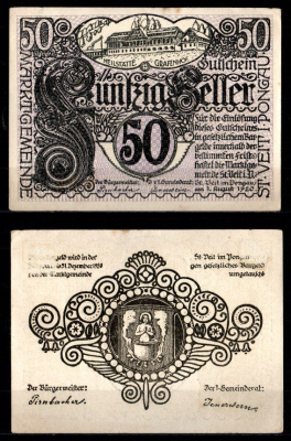 Австрия, Санкт-Файт-им-Понгау 50 геллеров 1920 Jaksc/Pick JPR0945a-50 бумага 2193-39-1-1