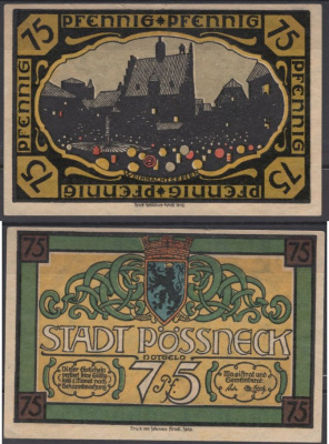 Плён 75 пфеннигов ND (1921) бумага UNC (пресс) 2193-53-1-1