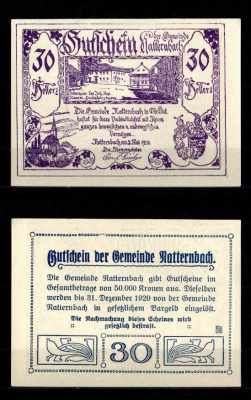 Австрия, Наттернбах 30 геллеров 1920 бумага UNC (пресс) 2193-21-3-1
