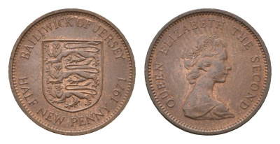 Джерси 1/2 пенни 1971 Елизавета II (1952-2022) KM 29 бронза aUNC 4696-244