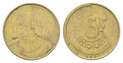 Бельгия 5 франков 1987 Belgique, Бодуэн I (1951-1993) KM 163 медь алюминий никель 4706-227