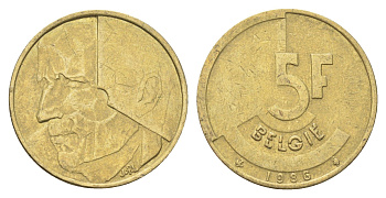 Бельгия 5 франков 1986 Belgie, Бодуэн I (1951-1993) KM 164 медь алюминий никель 4706-321