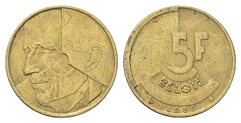 Бельгия 5 франков 1986 Belgie, Бодуэн I (1951-1993) KM 164 медь алюминий никель 4706-316