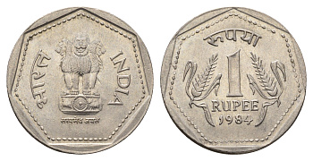 Индия 1 рупия 1984 KM 79.1 медно-никель UNC 4688-1243