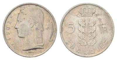 Бельгия 5 франков 1962 Belgie, Бодуэн I (1951-1993) KM 135 медно-никель 4704-1116