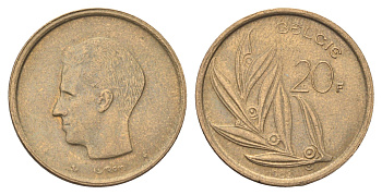 Бельгия 20 франков 1982 Belgie, Бодуэн I (1951-1993) KM 160 никель латунь 4704-1252