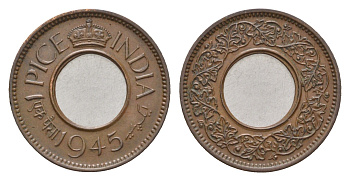 Британская Индия 1 пайс 1945 Георг VI (1936-1952) KM 533 бронза 4697-754