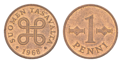 Финляндия 1 пенни 1968 KM 44 медь 4647-234