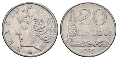Бразилия 20 сентаво 1979 KM 579.1a нержавеющая сталь UNC 4150-557
