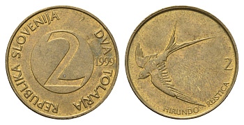 Словения 2 толара 1999 KM 5 латунь 4703-726