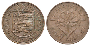 Гернси 8 даблов (дублей) 1959 KM 16 бронза 4692-946