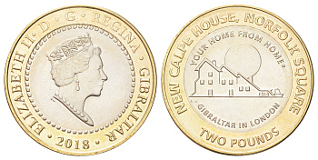 Гибралтар 2 фунта 2018 Дом Гибралтара в Лондоне KM 1630 биметалл UNC M87-03
