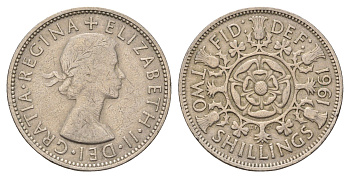 Великобритания 2 шиллинга (флорин) 1961 Елизавета II (1952-2022) KM 906, Spink 4146 медно-никель 4137-121