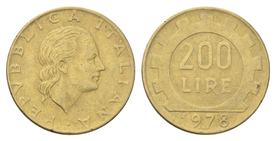 Италия 200 лир 1978 R, шестерня KM 105 алюминиевая бронза 4704-837