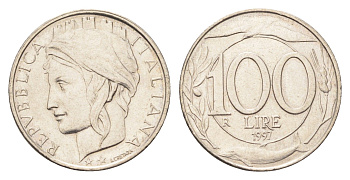 Италия 100 лир 1997 KM 159 медно-никель 4705-213